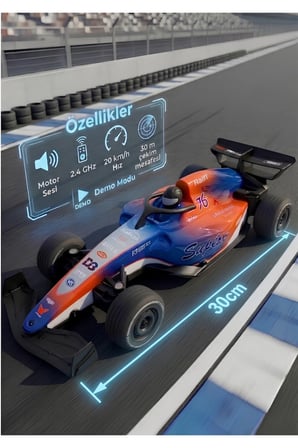 Demo Modlu 2.4Ghz 30 Cm 20 Km Hızlı Şarjlı Işıklı Motor Sesli Full Fonksiyon Uzaktan Kumandalı F1 Formüla Yarış Arabaları 2'Lİ SET