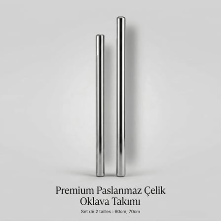2'li Paslanmaz Çelik Oklava Seti
