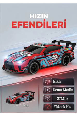 1:18 Işıklı Demolu Hızlı Full Fonksiyon Uzaktan Kumandalı Yarış Arabası 2Lİ SET