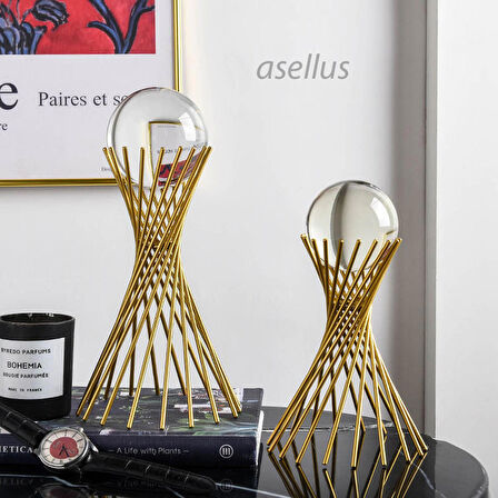2 li Burgu Kristal toplu dekorasyon seti Kristal Altın Top Süsleri Lüks Modern Kristal Küre Süsleri