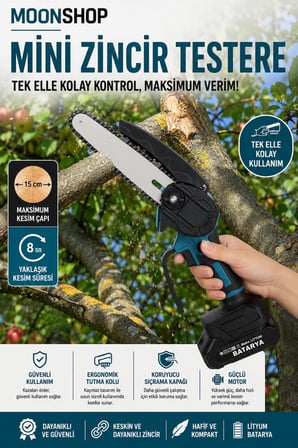 21V 2'li Set Çift Akülü Çelik Şanzıman Şarjlı Dal Budama Makası & Şarjlı Dal Budama Testeresi