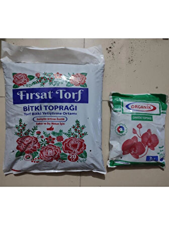 Torf Hagiki ( 2 Li Set) Çiçek Toprağı 20 Lt ve 3 Lt Orkide Toprağı