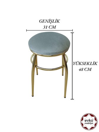Evko Mobilya Tabure, Bar Taburesi, 2 Adet Tabure, Metal Ayaklı Tabure, Puf, Bench, Mutfak Balkon Bahçe Taburesi