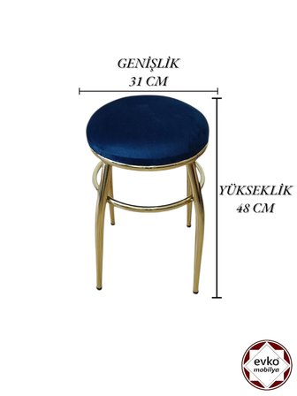 Evko Mobilya Tabure, Bar Taburesi, 2 Adet Tabure, Metal Ayaklı Tabure, Puf, Bench, Mutfak Balkon Bahçe Taburesi