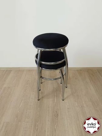 Evko Mobilya Tabure, Bar Taburesi, 2 Adet Tabure, Metal Ayaklı Tabure, Puf, Bench, Mutfak Balkon Bahçe Taburesi