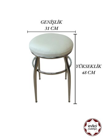 Evko Mobilya Tabure, Bar Taburesi, 2 Adet Tabure, Metal Ayaklı Tabure, Puf, Bench, Mutfak Balkon Bahçe Taburesi