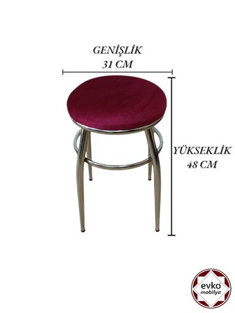 Evko Mobilya Tabure, Bar Taburesi, 2 Adet Tabure, Metal Ayaklı Tabure, Puf, Bench, Mutfak Balkon Bahçe Taburesi