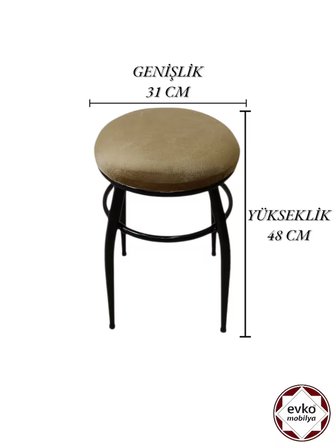 Evko Mobilya Tabure, Bar Taburesi, 2 Adet Tabure, Metal Ayaklı Tabure, Puf, Bench, Mutfak Balkon Bahçe Taburesi