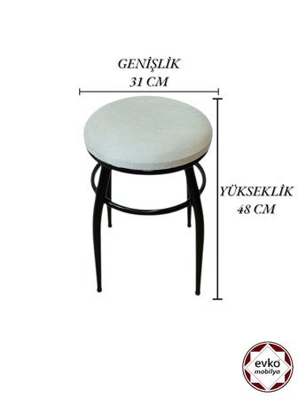 Evko Mobilya Tabure, Bar Taburesi, 2 Adet Tabure, Metal Ayaklı Tabure, Puf, Bench, Mutfak Balkon Bahçe Taburesi