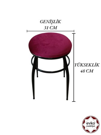 Evko Mobilya Tabure, Bar Taburesi, 2 Adet Tabure, Metal Ayaklı Tabure, Puf, Bench, Mutfak Balkon Bahçe Taburesi