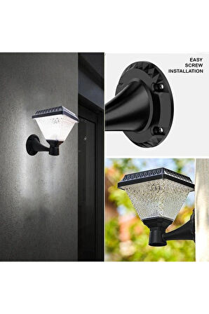 2 Adet Güneş Enerjili LED Duvar Lambası - Kumandalı / Su Geçirmez Aydınlatma