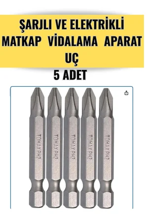 5 ADET - Ph2 Boy= 50 Mm BİTS UÇ- ŞARJLI ELEKTRİKLİ MATKAP VİDALAMA APARATI