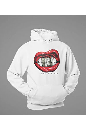 Money Talks Yazılı Unisex Oversize Hoodie