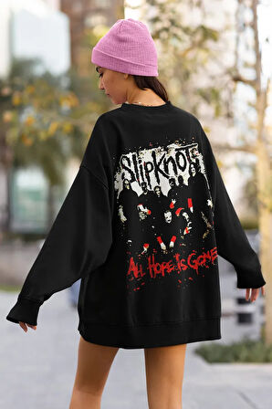 All Hope Is Gone Yazılı Unisex Oversize Slipknot Müzik Grubu Sweatshirt