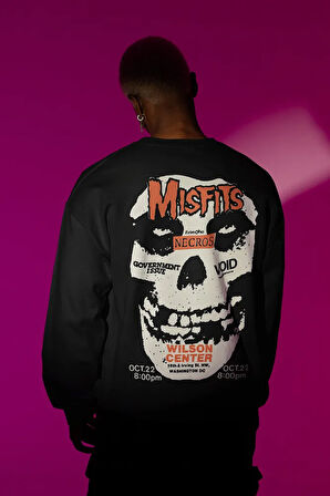 Misfits Rock Metal Müzik Grubu Baskılı Unisex Oversize Sweatshirt