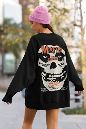 Misfits Rock Metal Müzik Grubu Baskılı Unisex Oversize Sweatshirt