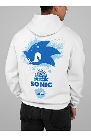 Sonic Baskılı Unisex Oversize Çizgi Film Hoodie