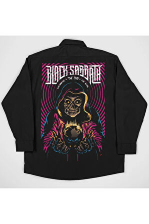 Black Sabbath The End Yazılı Müzik Grubu Baskılı Unisex Rock Metal Cepli Gömlek