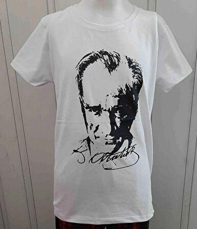 Atatürk ve Türk Bayrağı Baskılı Kız ve Erkek Çocuk T-Shirt 3'lü Paket Renk Siyah-Beyaz