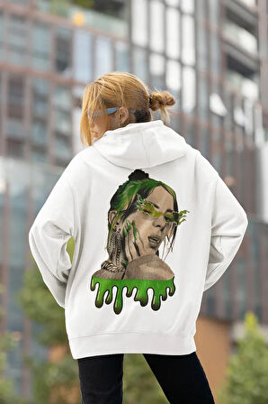 Tasarım Billie Eilish Baskılı Unisex Oversize Tasarım Şarkıcı Hoodie