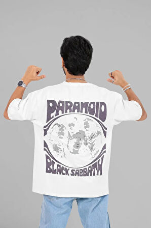 Paranoid Black Sabbath Baskılı Unisex Oversize Müzik Grubu Tişört