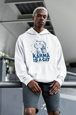 Karma Is A Cat Yazılı Unisex Oversize Taylor Swift Hoodie