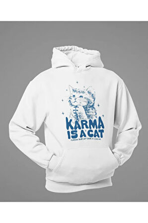 Karma Is A Cat Yazılı Unisex Oversize Taylor Swift Hoodie