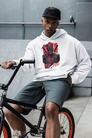 Tasarım Deadpool Baskılı Unisex  Oversize Marvel Hoodie