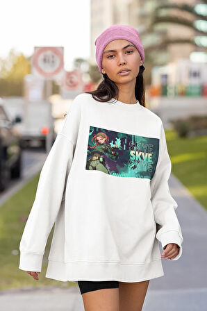 Skye Baskılı Unisex Oversize Vallorant Sweatshirt