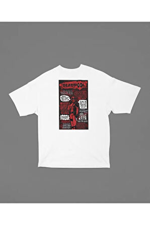 Dergi Kapağı Deadpool Baskılı Oversize Unisex Marvel Tişört