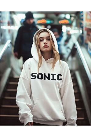 Sonic Çizgi Film Baskılı Unisex Oversize Karakter Hoodie