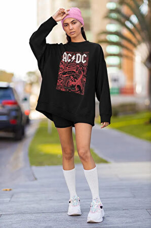 AC DC Rock Metal Baskılı Unisex Oversize Müzik Grubu Sweatshirt