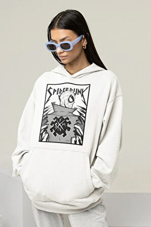 Spider-Punk Baskılı Unisex Oversize Örümcek Adam Hoodie