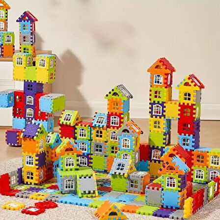 Puzzle City 3D  64 Parça Yapı ve Tasarım Blokları Eğitici Oyuncak