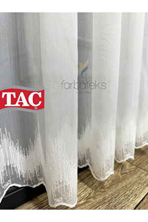 Alt Çizgi İşlemeli Ütü İstemeyen Kırışmaz 2 Kat Pileli Tül