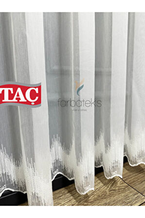 Alt Çizgi İşlemeli Ütü İstemeyen Kırışmaz 2 Kat Pileli Tül