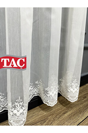 Çiçek İşlemeli Ütü İstemeyen Kırışmaz 2 Kat Pileli Tül