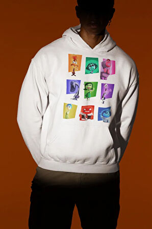 Çizgi Film Insiide Out Baskılı Unisex Oversize Ters Yüz Hoodie