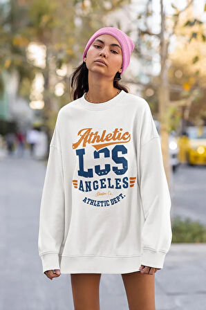 Vintage Athletic Los Angeles Yazılı Unisex Oversize Sweatshirt