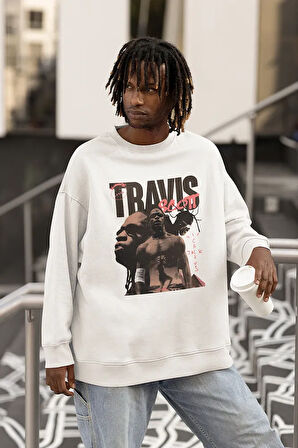 Tasarım Travis Scott Baskılı Unisex Oversize Şarkıcı Rapper Sweatshirt