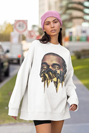 Kanye West Rapper Baskılı Unisex Oversize Rap Sweatshirt
