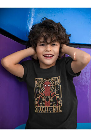 Spider-Man Infinity War Baskılı Unisex Örümcek Adam Film Çocuk Tişört (1-12 YAŞ)