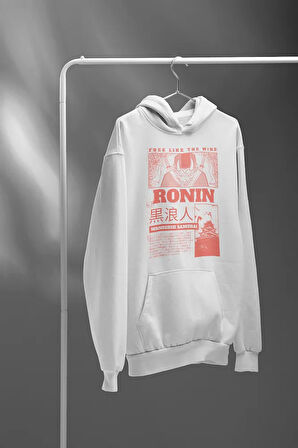 Ronin Samuray Baskılı Unisex Oversize Hoodie