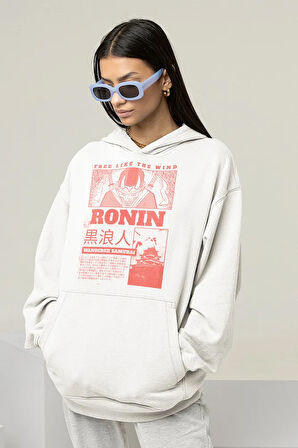Ronin Samuray Baskılı Unisex Oversize Hoodie