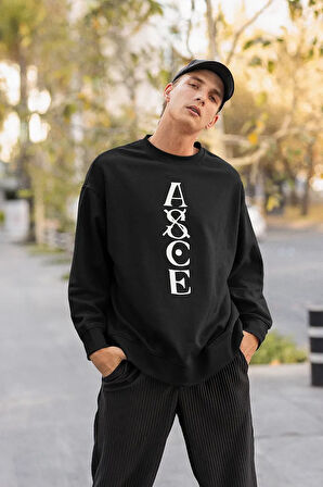 ASCE Yazılı Unisex Oversize Anime Sweatshirt