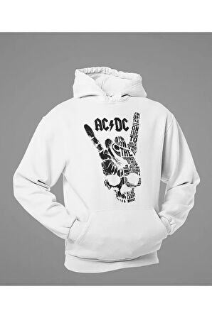 Ac Dc Tasarım Baskılı Unisex Oversize Rock In Roll Hoodie