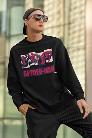 Tasarım Spider-Man Baskılı Unisex Oversize Örümcek Adam Sweatshirt