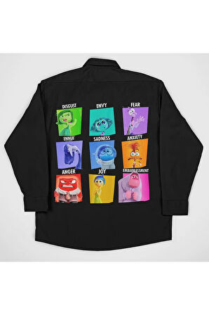 Insiide Out Çizgi Film Baskılı Unisex Ters Yüz Gömlek