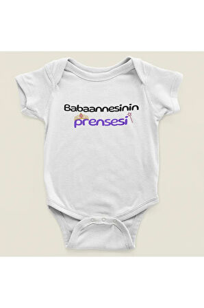 Amcasının Prensesi Yazılı Pamuklu Yumuşak Unisex Çıtçıtlı Body Zıbın