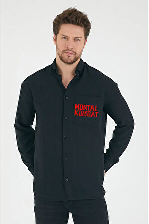 Mortal Kombat Baskılı Unisex Oversize Anime Cepli Gömlek